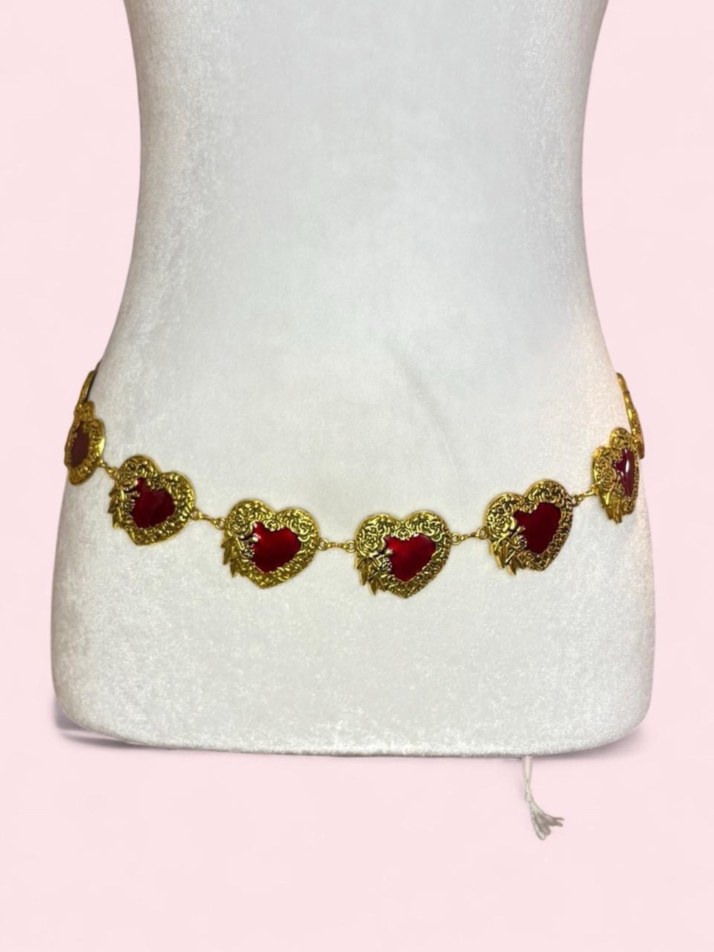Gold Heart-Link Red Enamel Belt